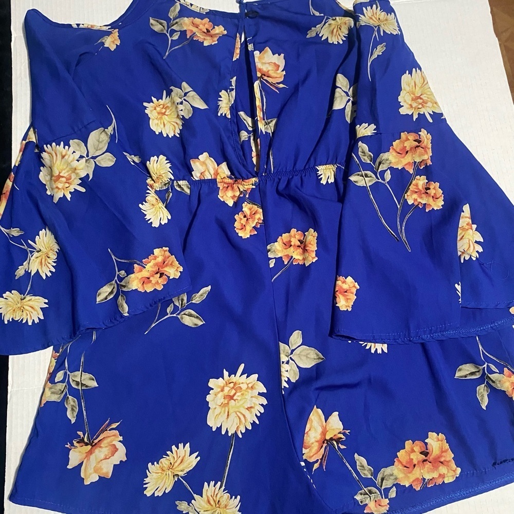Charlotte Russe Blue and Orange Floral Jumpsuit - Picture 3 of 3